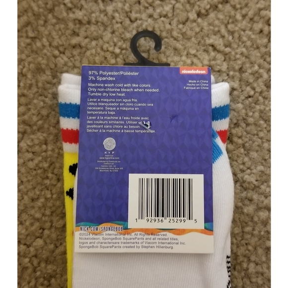 Nickelodeon Spongebob Squarepants Crew Socks - Picture 2 of 3